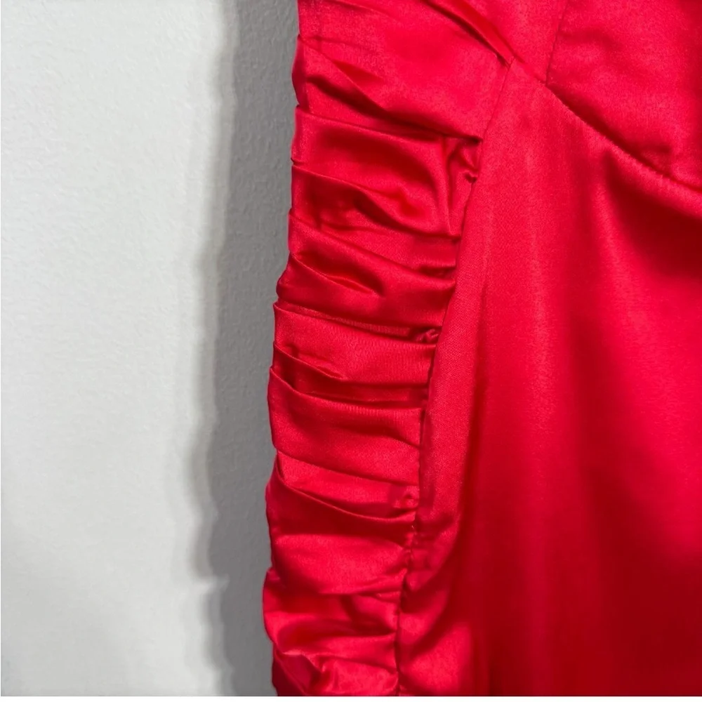 SAINTS + SECRETS NWT Red Satin Halter Ruched Mini Dress Bodycon Size 10 - Picture 12 of 13